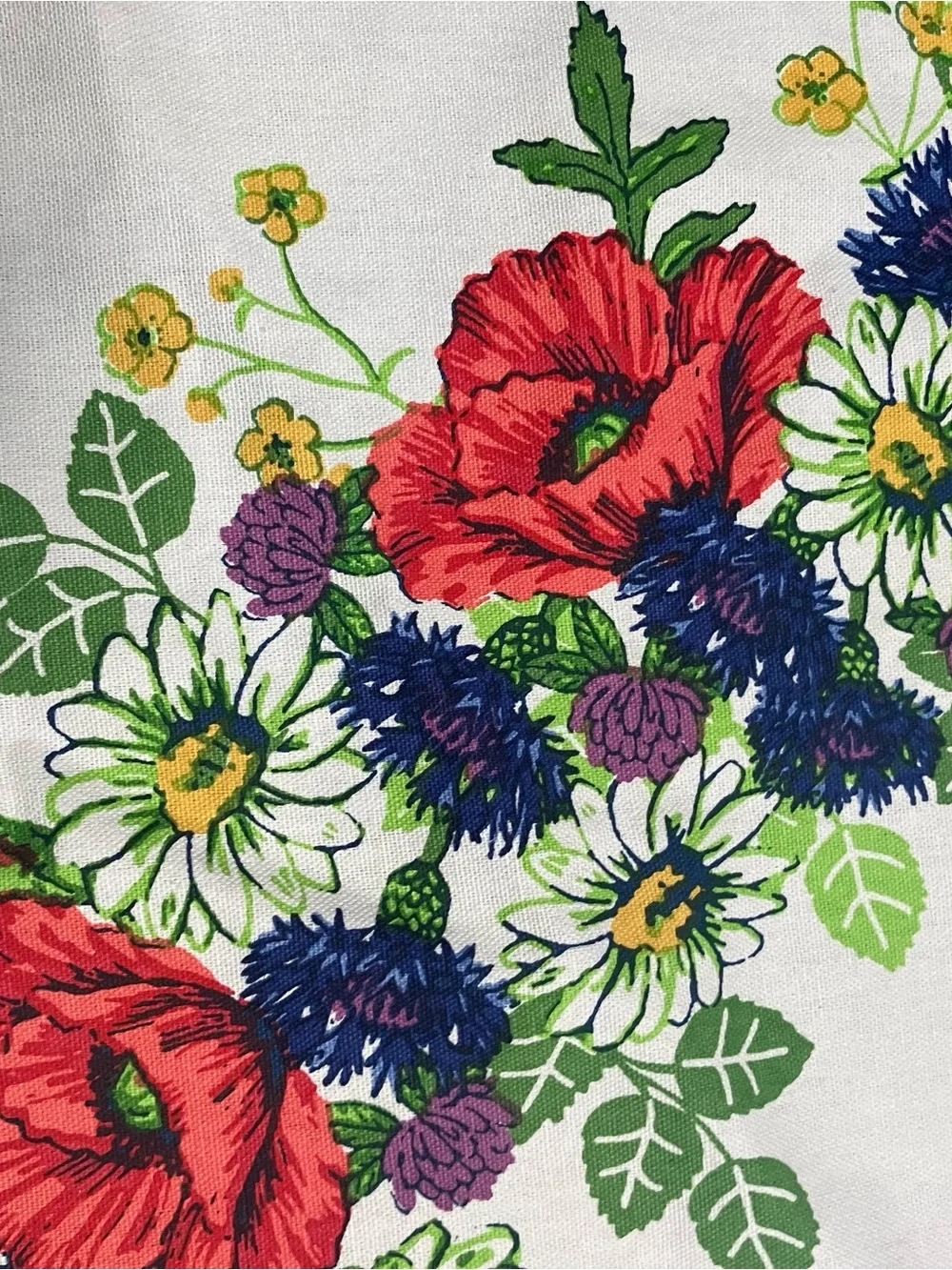 Swedish White Floral Table Square Tablecloth Cotton Cottage Granny 35in x 35in